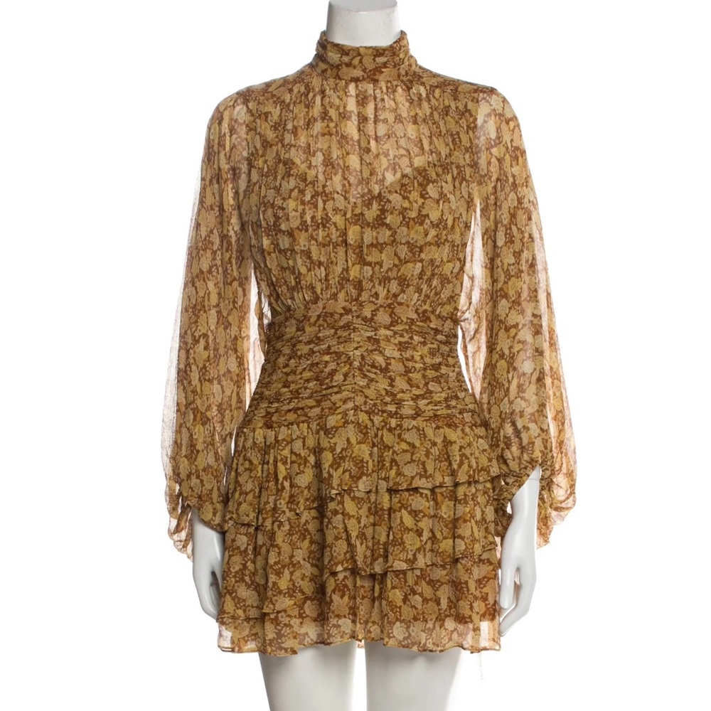 Floral Print Brown Dress